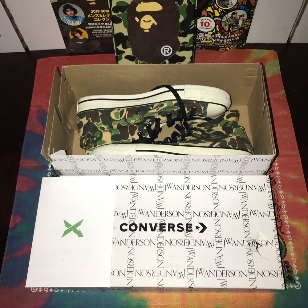 Bape X Stussy X Converse Apesta Green Camo Shoes